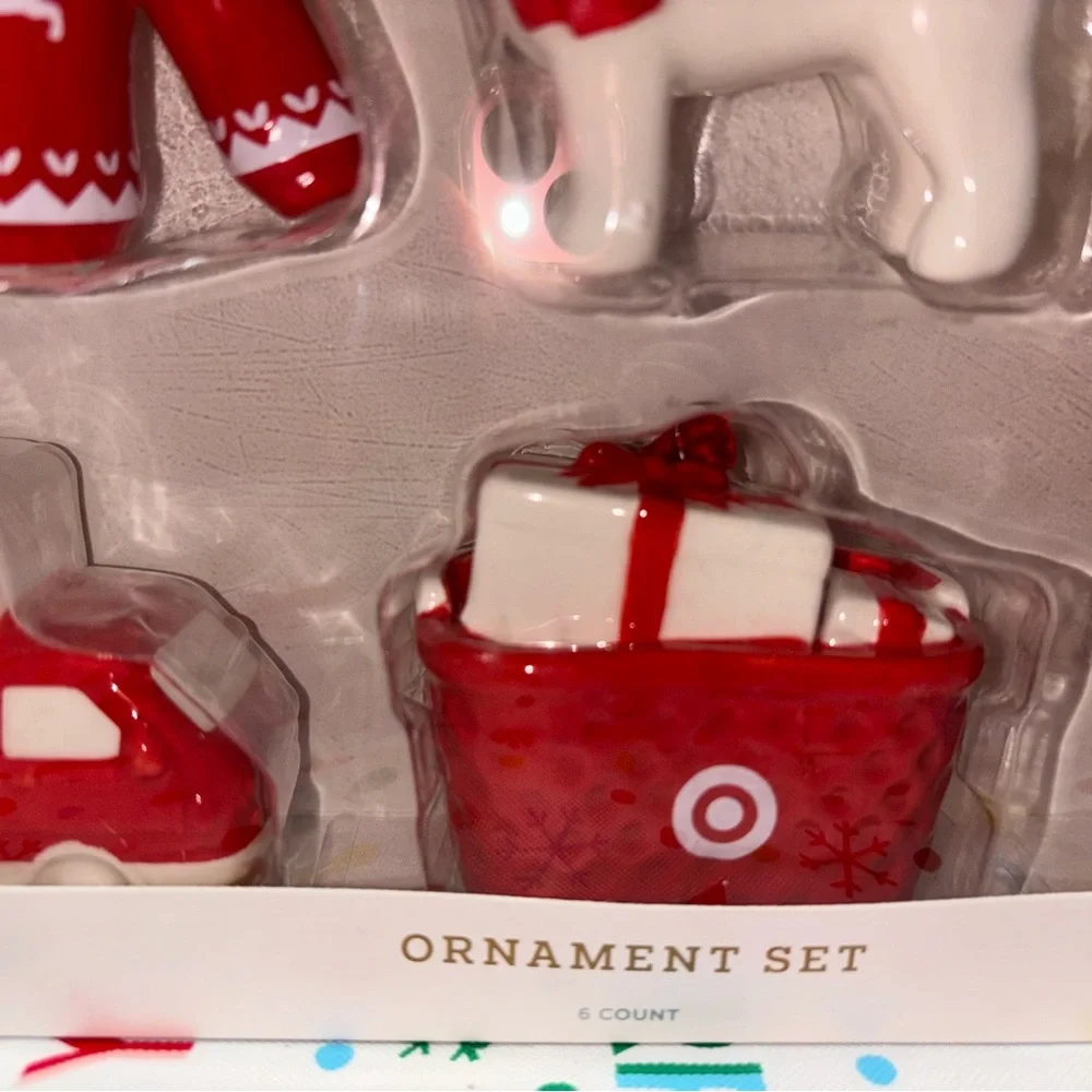 Target Themed Ceramic Ornament Set HTF